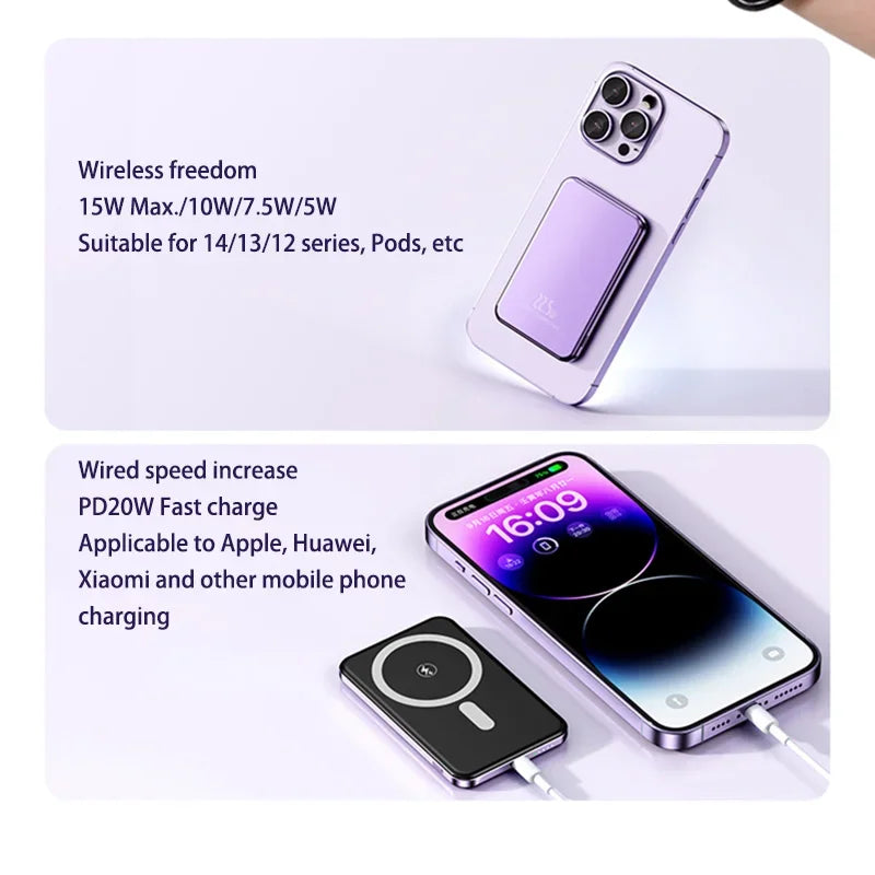 Xiaomi Ultra Slim Power Bank 50000mAh Mac Fast Charge Auxiliary Battery Magnetic Magnet Wireless Charging For IPhone Samsung