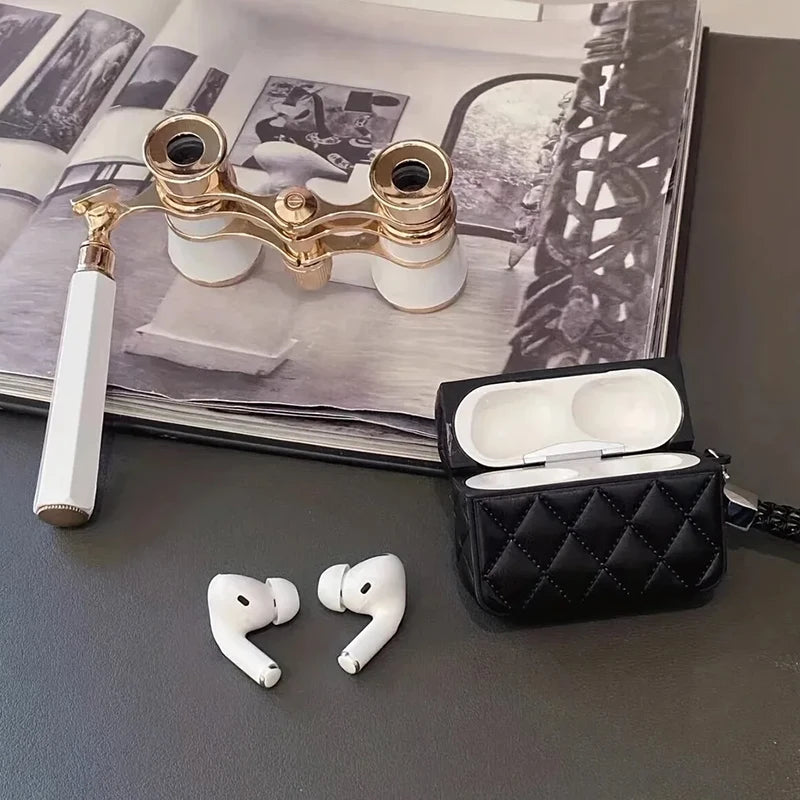 Fashion Leather Wireless Bluetooth Headset Protective Shell For AirPods 4 2 3 Pro 2 With Lanyard For Easy Carrying Men And Women