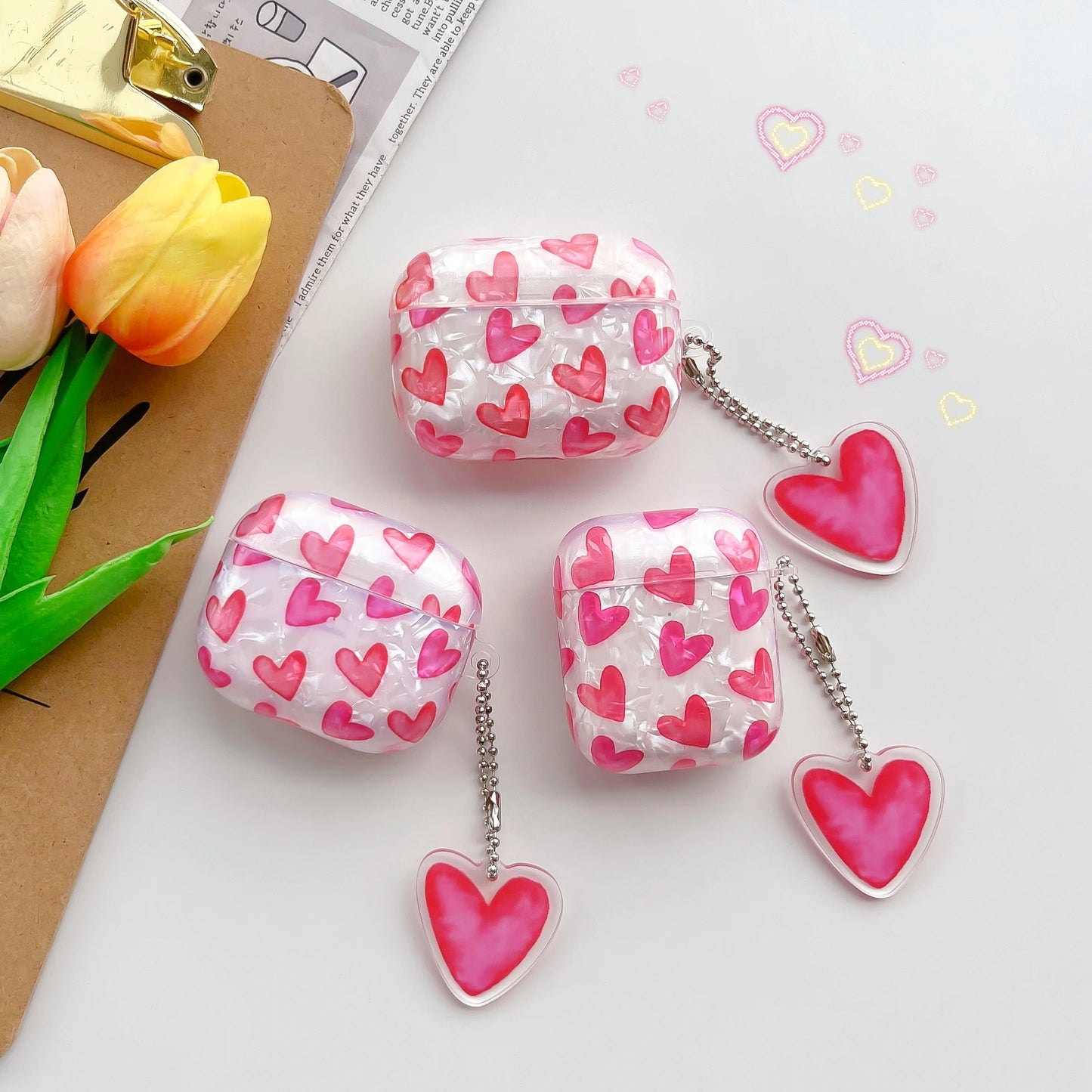 Shell pattern rose heart pattern earphone protection case for AirPods Pro /Airpod 3/AirPods 2/AirPods Pro2 case