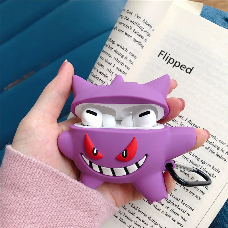Pokemon Purple Gengar Shockproof Protective Earphone Silicone Cover For Airpods Pro 2 Case/Airpods 1/2/3 Case Kids Girls