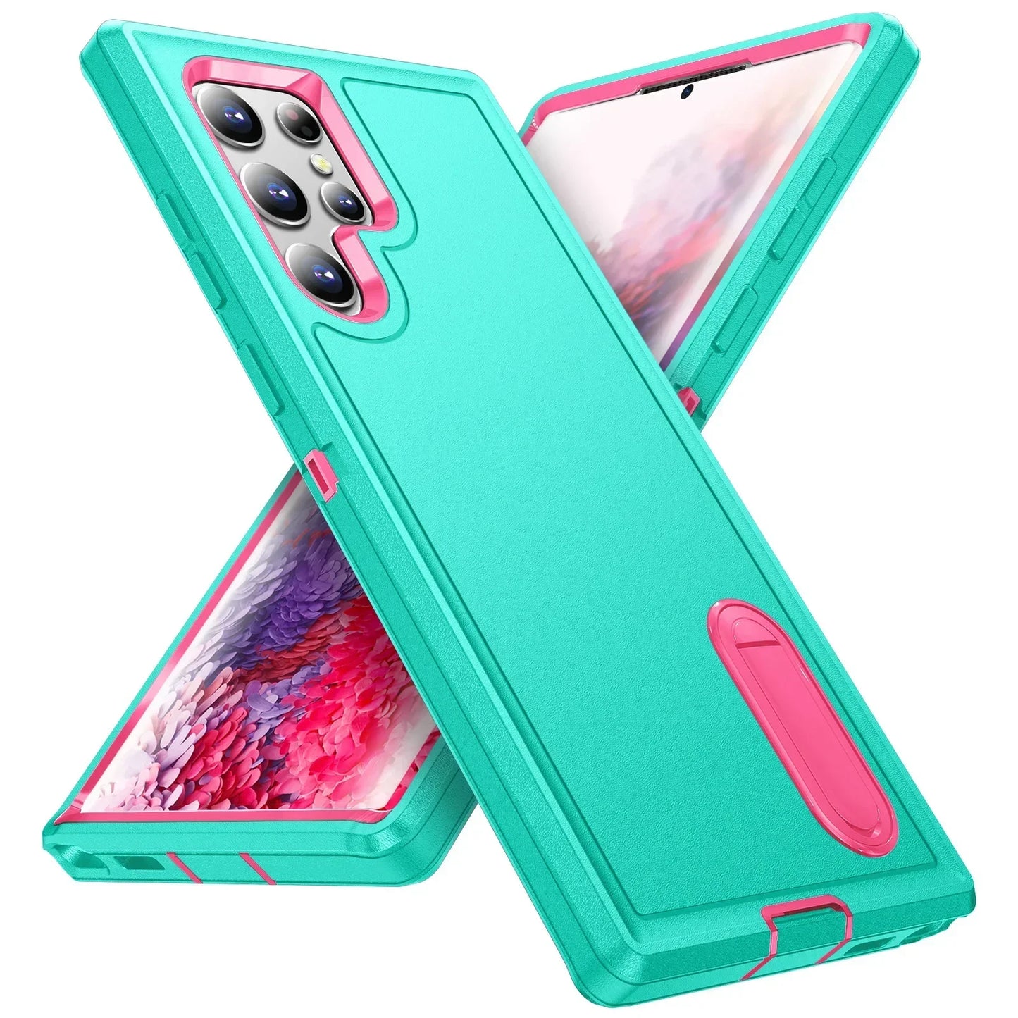 Case For Samsung Galaxy S25 Ultra S25 Edge S24 A56 A36 A17 Full 3 in 1 Shockproof Heavy Duty Anti-Scratch Rugged Kickstand Cover