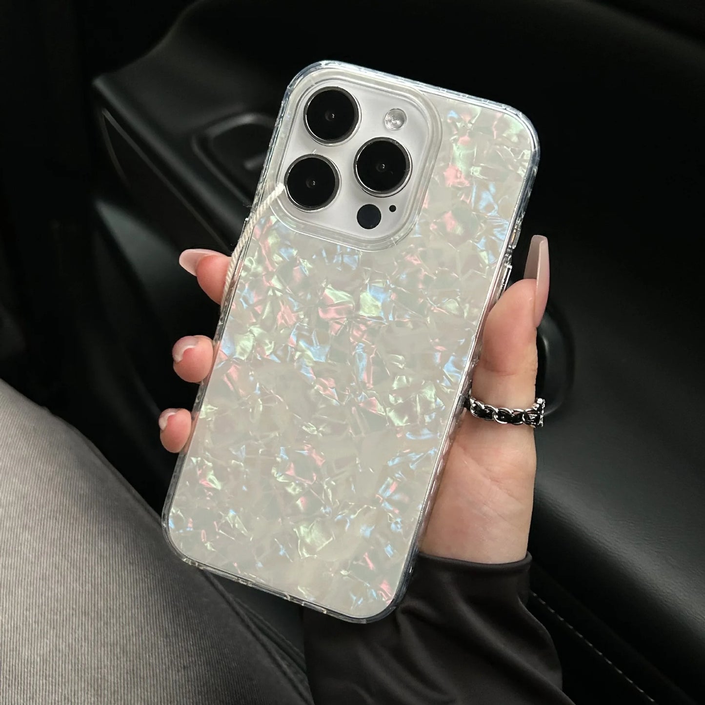 Luxury Glitter Shell Pattern Laser Phone Case For iPhone 17 Air 11 12 13 14 15 16 Pro Max X XR XS Plus Soft IMD Shockproof Cover