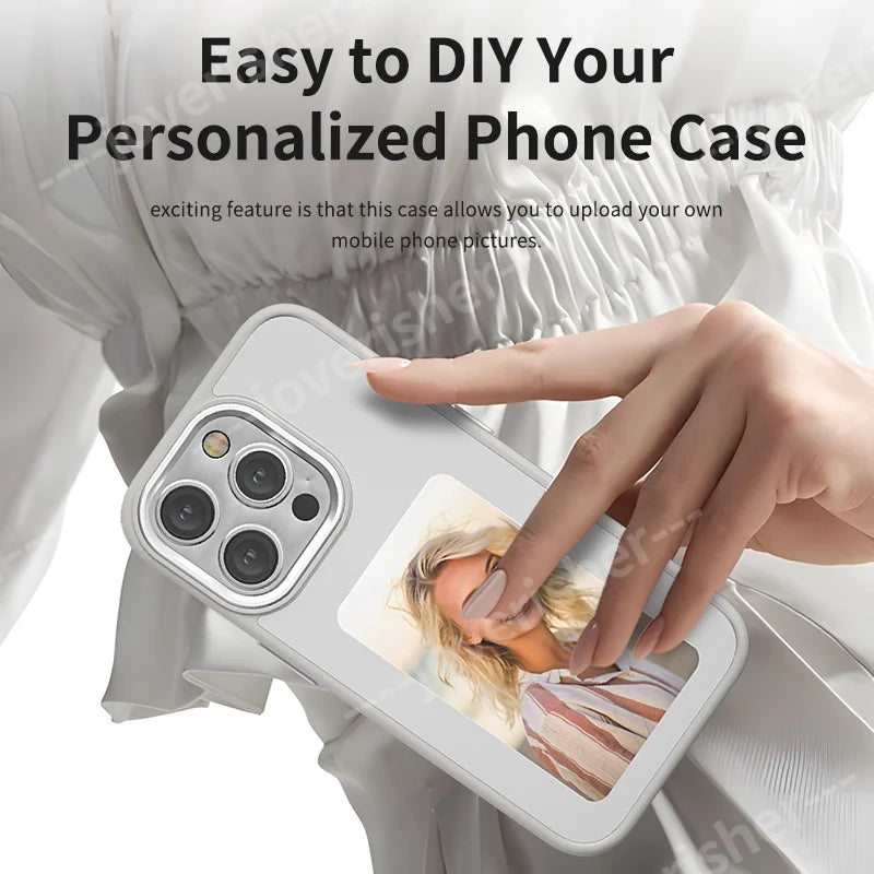 NFC DIY Picture Ink Bracket Phone Case Stand for iPhone 15 14 13 Pro Max Case Screen Phone Cover Cartoon Ink Protection Holder