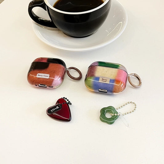 Stylish Maillard Collision Color Irregular Pattern Love Heart Flower Pendant Earphone Case Cover for AirPods 1 or 2 3 4 Pro 2