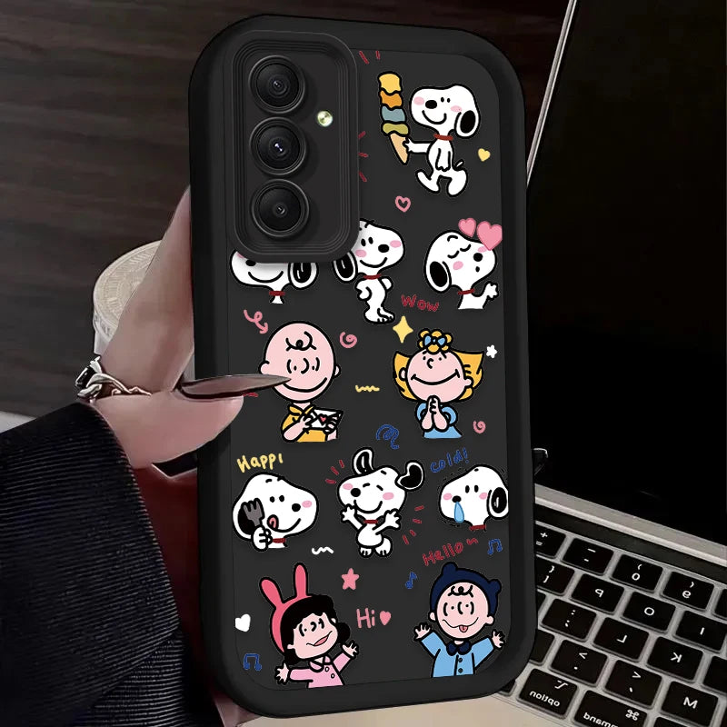 Lovely S-Snoopy Flower Case For Samsung Galaxy S25 S24 Ultra S23 S22 Plus S21 FE A36 A56 A26 A16 A06 A15 A25 A35 A55 5G Cover