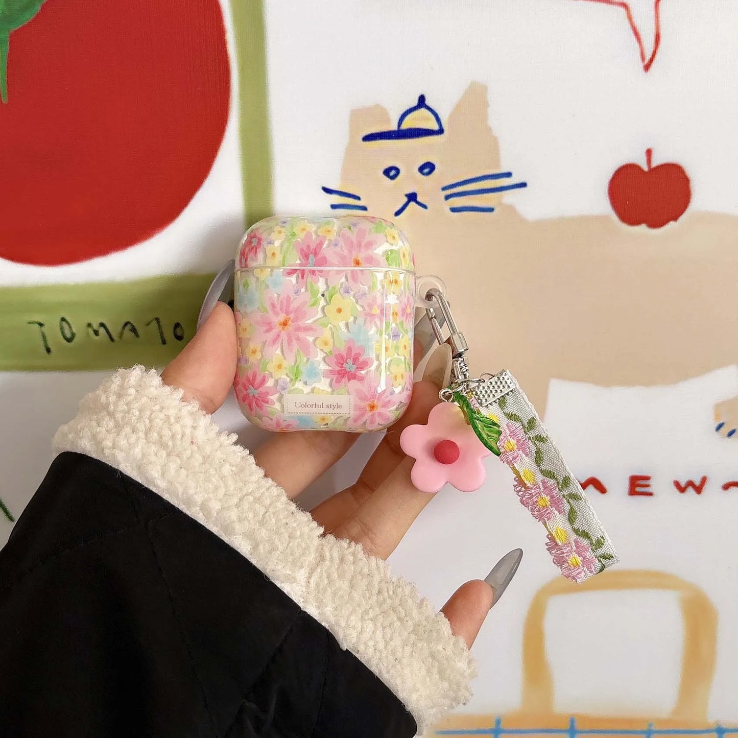 Colorful ins flower 3D pendant imd earphone case wireless bluetooth charging box for apple airpods 3 4 2 1 pro 2nd cover