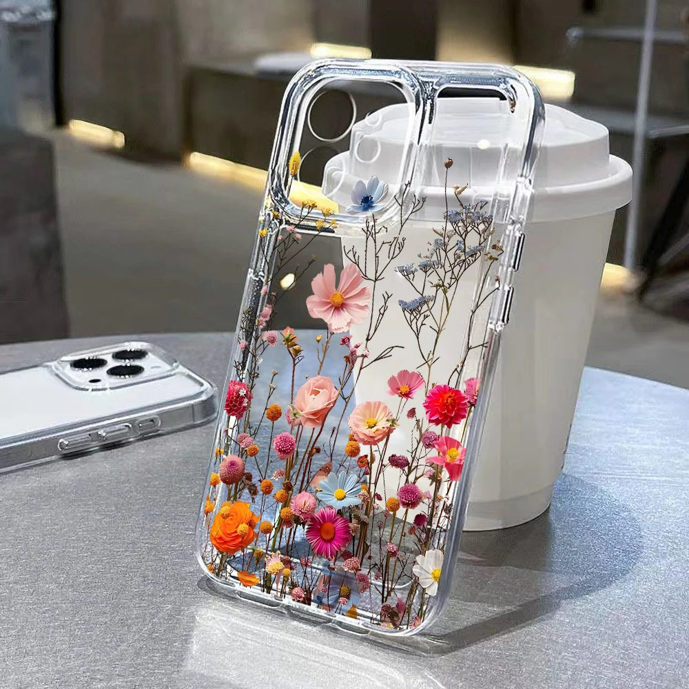 Cute Flower Clear Case For Samsung Galaxy A56 A36 5G Case S25 Ultra S24 FE S23 A16 A55 S22 S21 A35 A26 A06 Shockproof Back Cover
