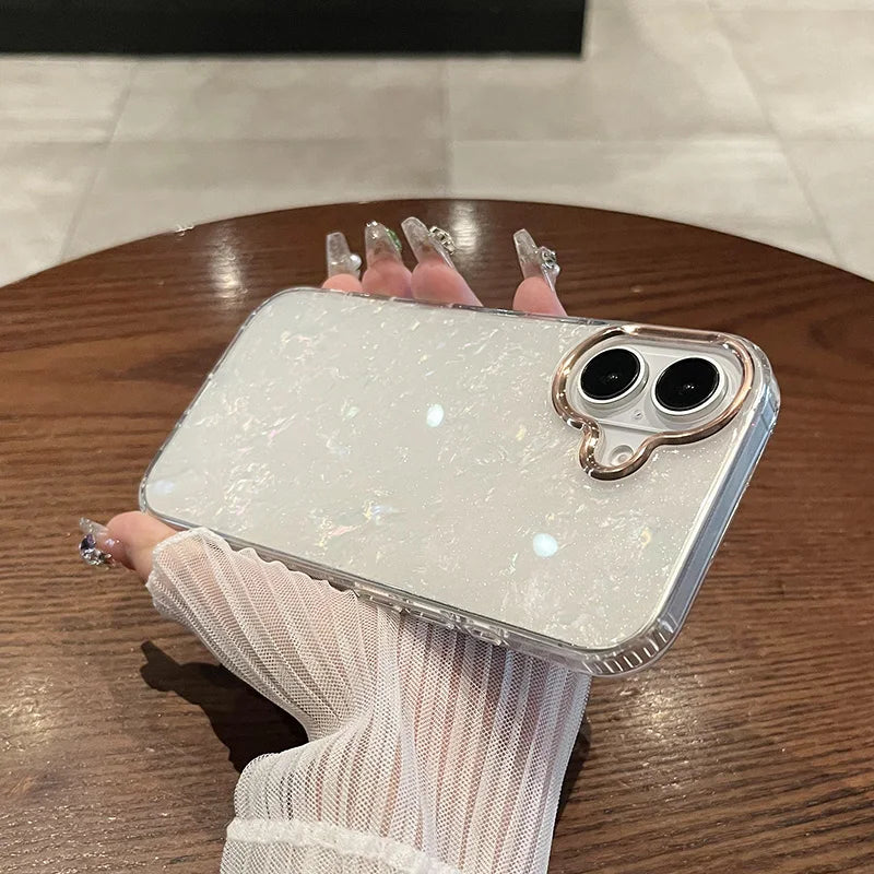 Luxury Rainbow Shell Glitter Laser Phone Case For iPhone 17 Air 16 Pro Max 15 14 13 12 11 Plus Clear Shockproof Plating Cover