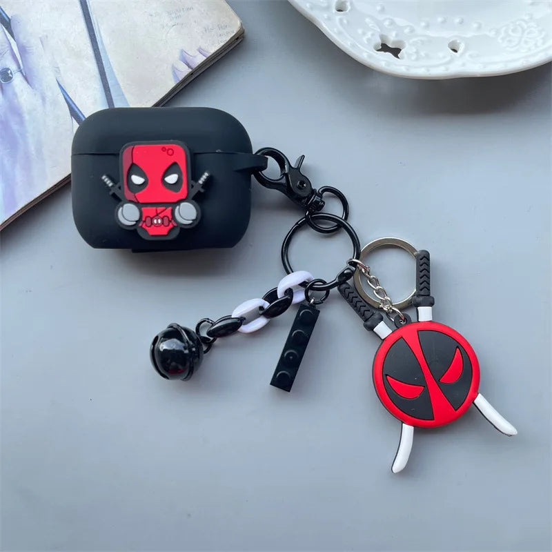 Cartoon Deadpool Earphone Case for Airpods 4 2024 Silicone Protective Cover for Airpods Pro2 Pro 3 2 1  with Key Chain