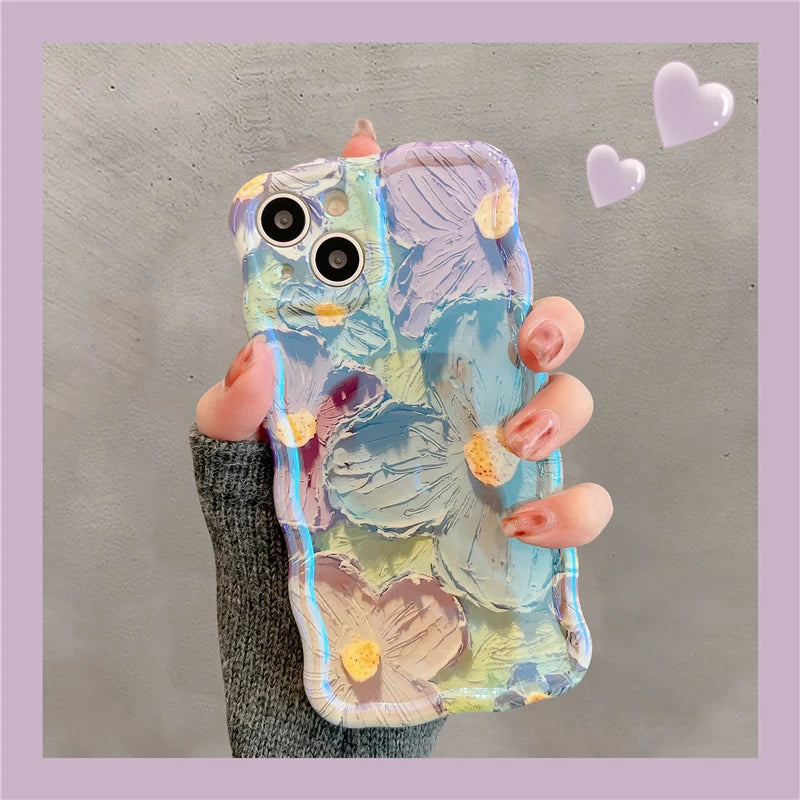 Luxury Laser Flowers Glitter iPhone Case For iPhone 17 Air 16 Pro Max 15 14 13 12 11 Plus Fashion Soft Silicone Shockproof Cover