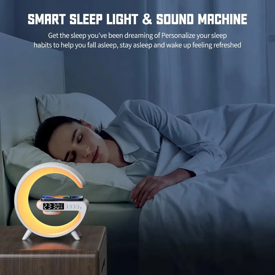 Multifunction Wireless Charger Stand Bluetooth Audio RGB Night Light 15W Fast Charging Station for IPhone Samsung Xiaomi Huawei