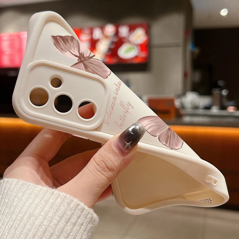 Gold Butterfly Soft TPU Case For Samsung Galaxy A55 A17 A54 A15 A56 A16 A35 A25 5G S25 S24 S23 S22 Ultra Plus S23 FE Phone Cover