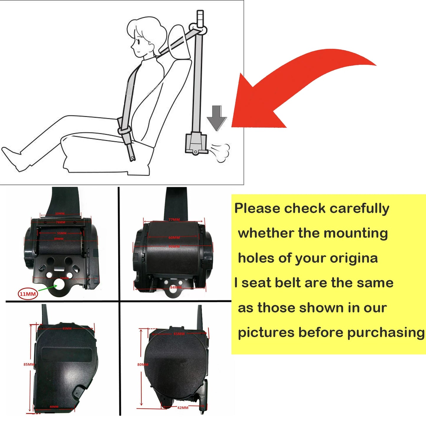 Universal 3 Point Retractable Car Bus Lap Belt Retractable Automatic Safety Strap Buckle Seat Belt Auto Locking Seat Safety