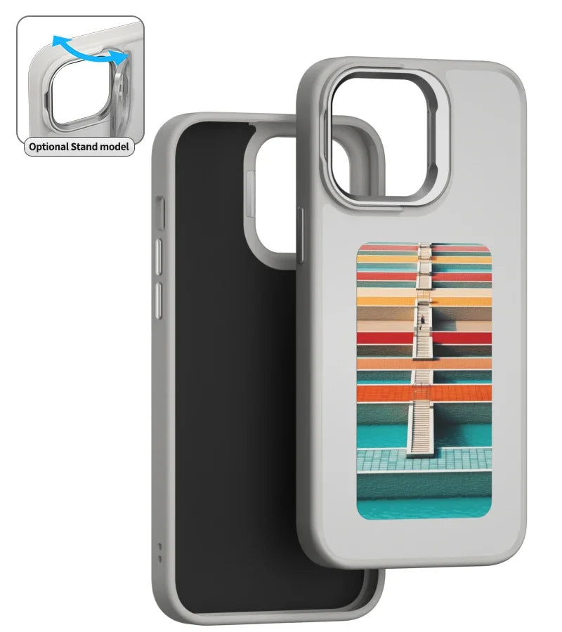 NFC DIY Picture Ink Bracket Phone Case Stand for iPhone 15 14 13 Pro Max Case Screen Phone Cover Cartoon Ink Protection Holder