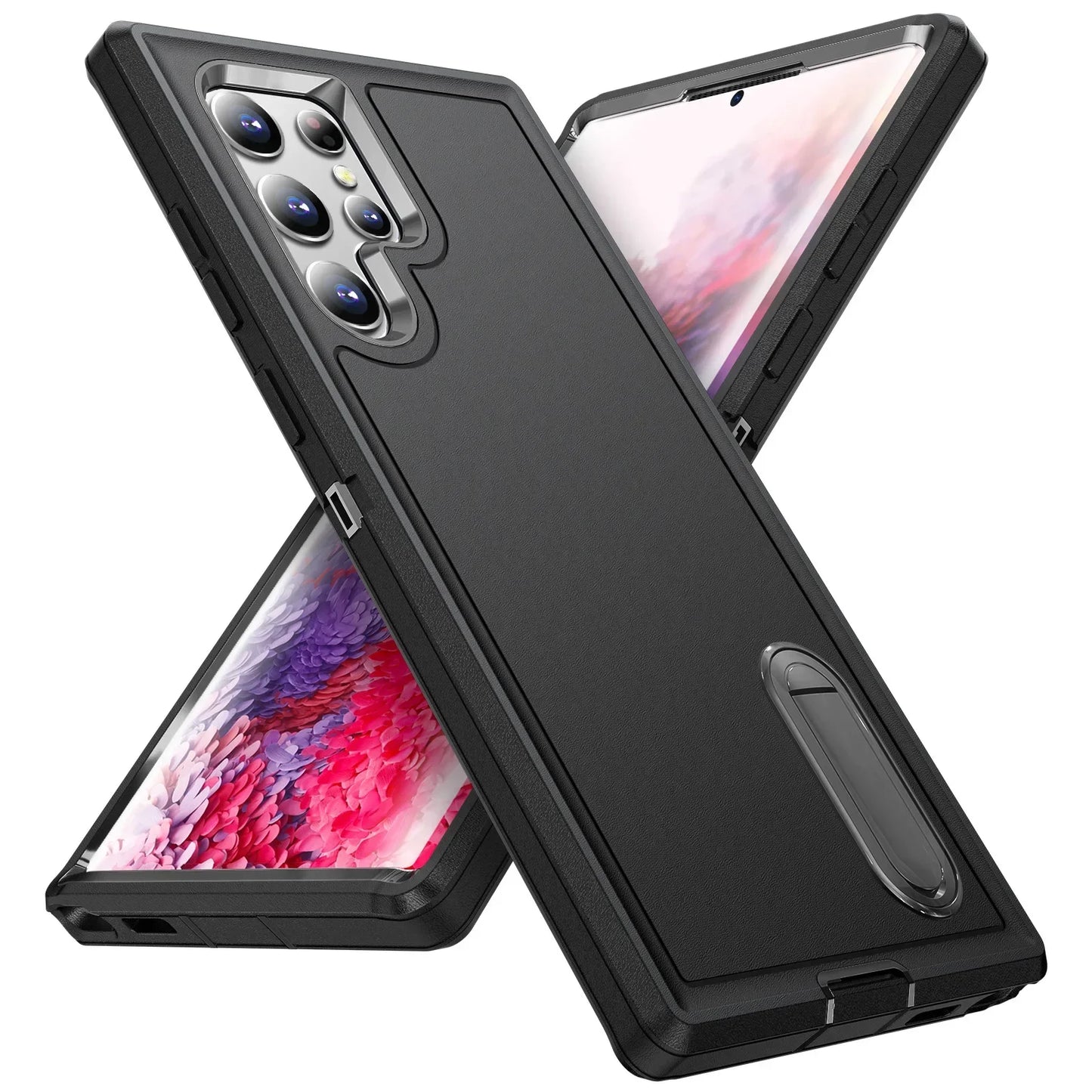 Case For Samsung Galaxy S25 Ultra S25 Edge S24 A56 A36 A17 Full 3 in 1 Shockproof Heavy Duty Anti-Scratch Rugged Kickstand Cover