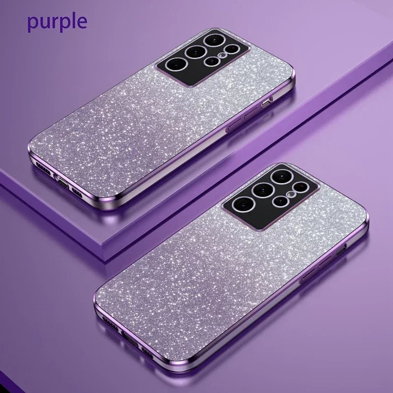 TPU Glitter Magnetic Ring Stand Phone Case For Samsung Galaxy S25 Ultra S24 S23 FE S22 S21 S20 S10 Plus Note 20 Ultra Pro Cover
