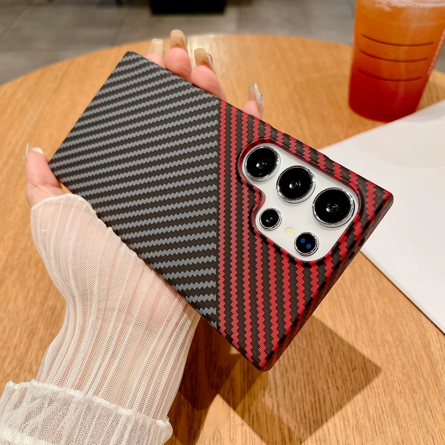 Carbon Fiber Texture Armor Magnetic For Magsafe Case For Samsung S25 S24 S23 S22 Note 20 Ultra 10 Plus A56 A16 A55 Hard PC Cover