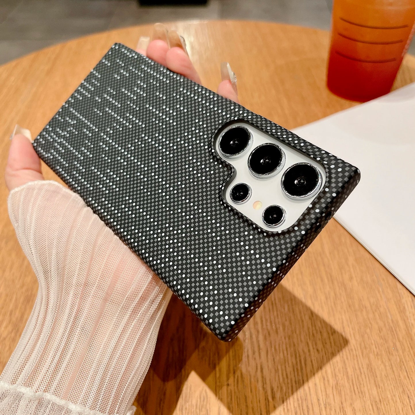 Carbon Fiber Texture Armor Magnetic For Magsafe Case For Samsung S25 S24 S23 S22 Note 20 Ultra 10 Plus A56 A16 A55 Hard PC Cover