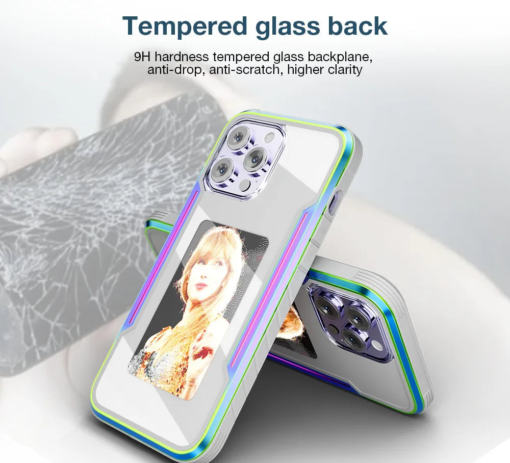WINKNOWS DIY Smart NFC Ink Screen Phone Case – Tempered Glass, Shockproof & Full Coverage (iPhone 13–16 Series)