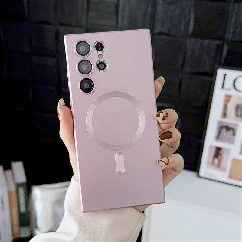 Premium Magnetic Case For Samsung S25 Edge S24 S23 S22 S21 S20 FE Plus Note 10 20 Ultra TPU Soft Wireless Chage Phone Cover