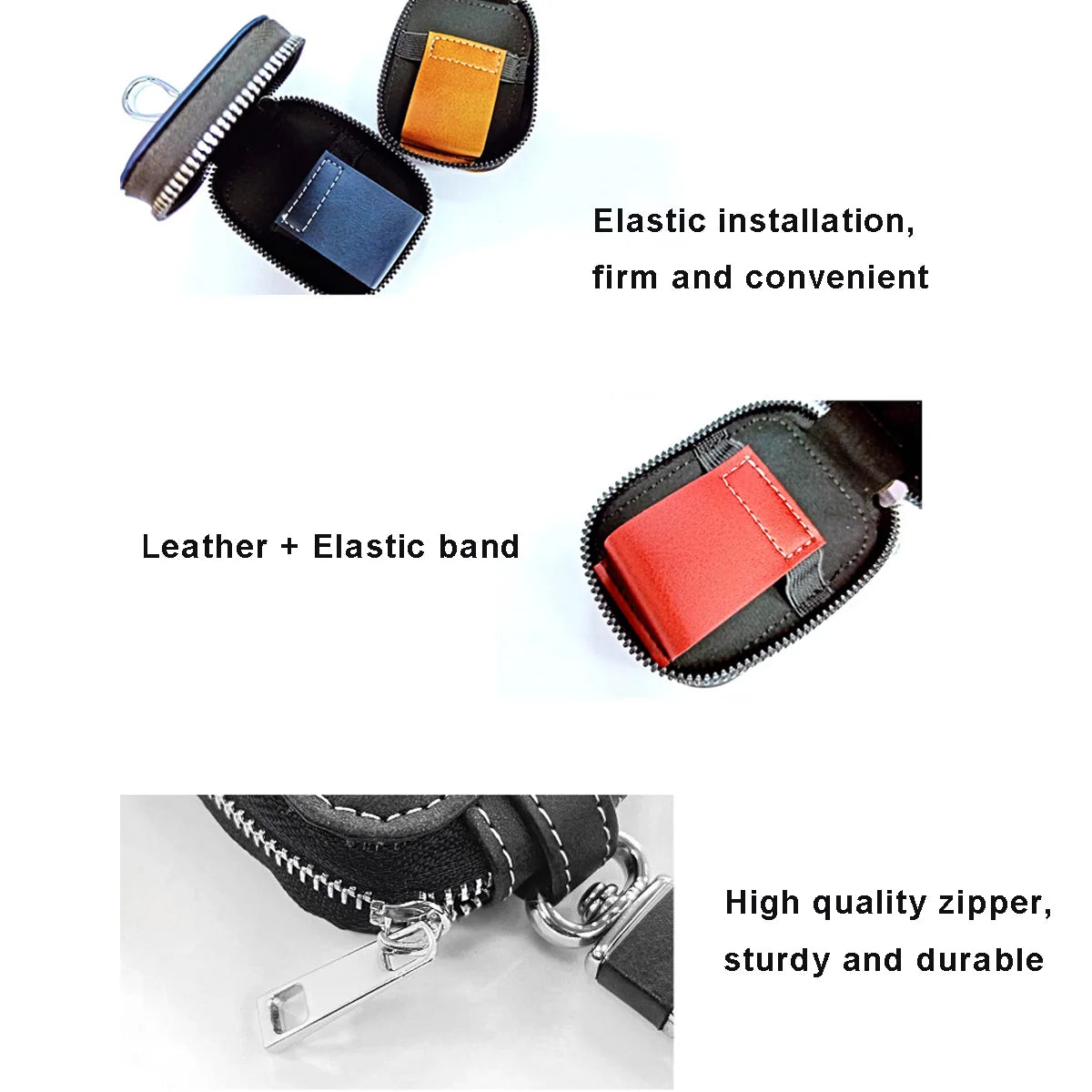 Universal Luxury Shockproof Zipper PU Leather Wireless Earphone Cover Case Fit for Airpods Earbuds Protection Sheath Classical