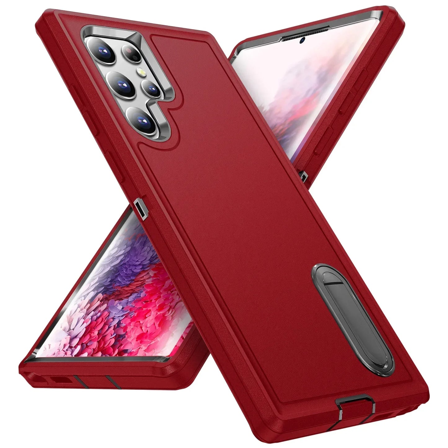 Case For Samsung Galaxy S25 Ultra S25 Edge S24 A56 A36 A17 Full 3 in 1 Shockproof Heavy Duty Anti-Scratch Rugged Kickstand Cover