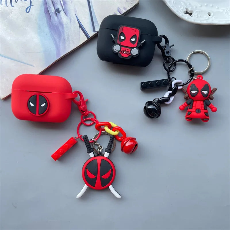 Cartoon Deadpool Earphone Case for Airpods 4 2024 Silicone Protective Cover for Airpods Pro2 Pro 3 2 1  with Key Chain
