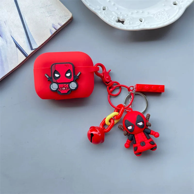 Cartoon Deadpool Earphone Case for Airpods 4 2024 Silicone Protective Cover for Airpods Pro2 Pro 3 2 1  with Key Chain