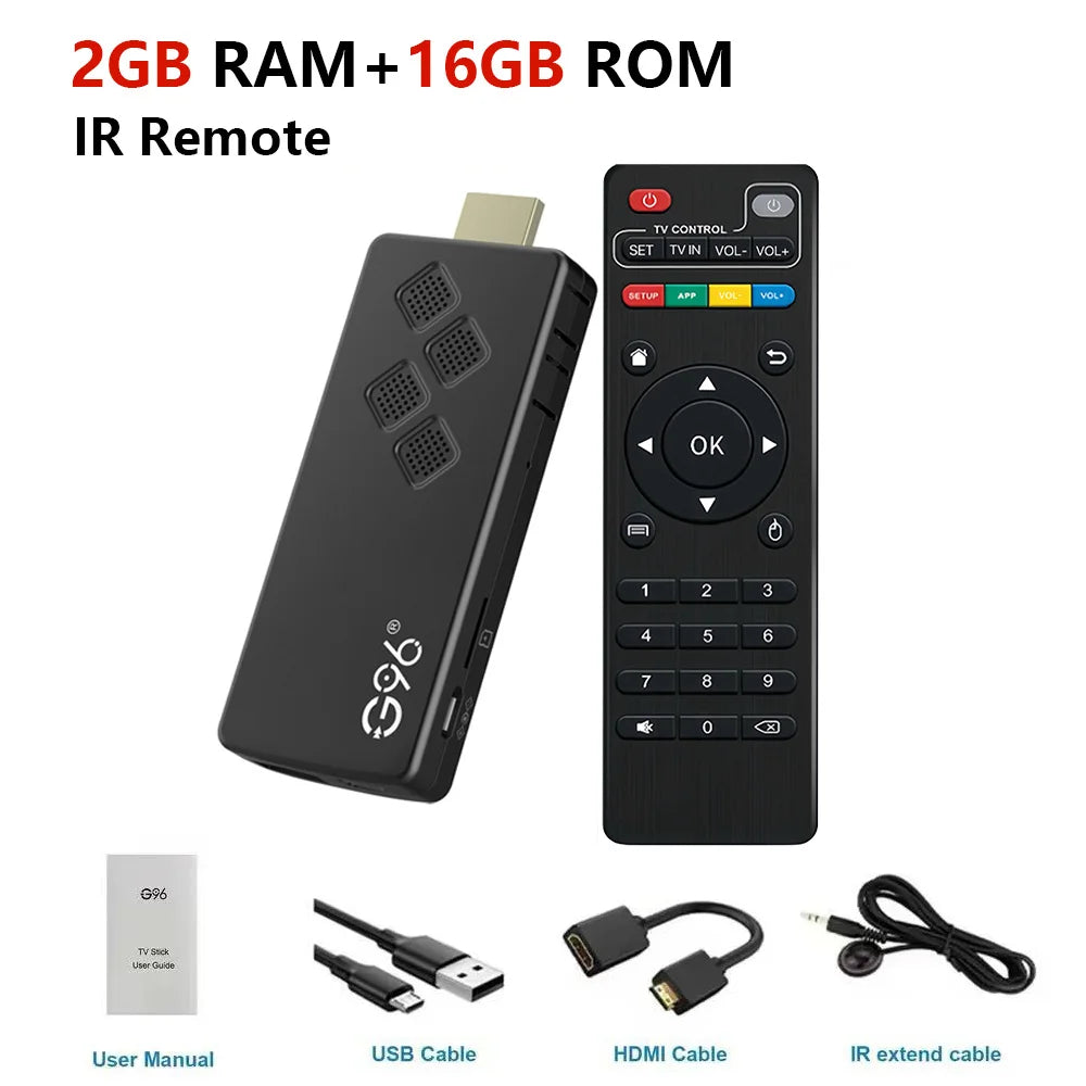 Smart Android TV G96 TV Stick Android 14 Q2 4K Allwinner Google Voice H313 Wifi6 HDR 10 BT5.0 NETFLIX Games Media Player Box