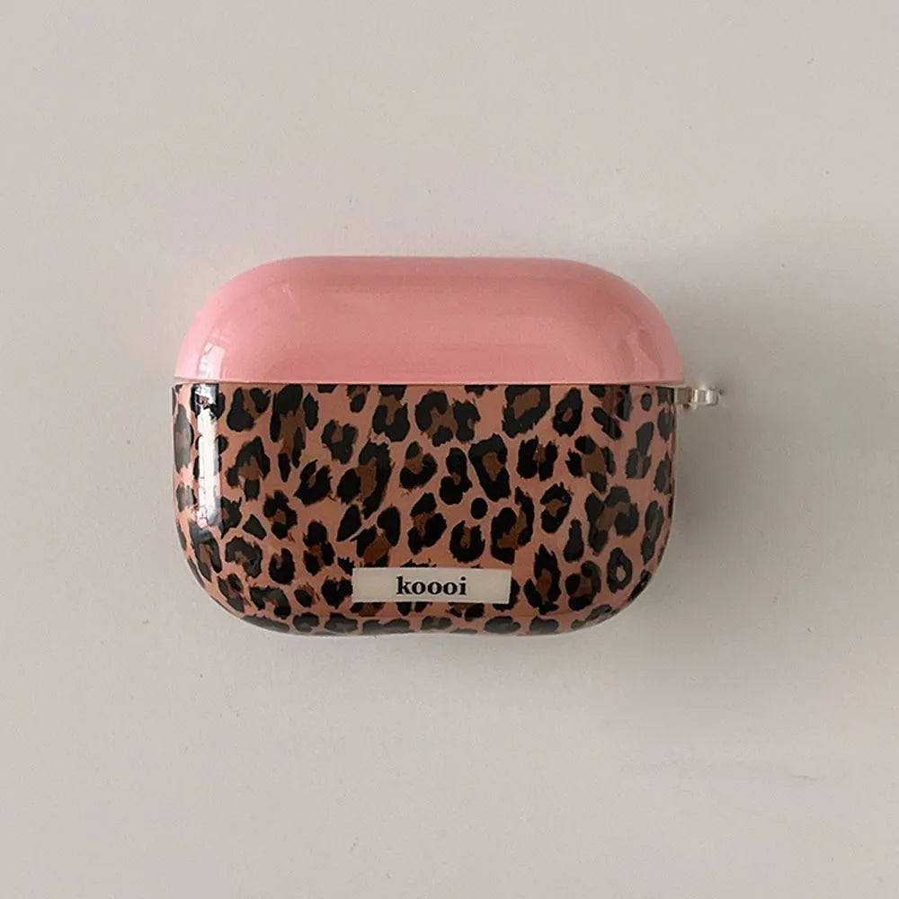 Fashion Contrast Leopard Earphone Case For Airpods 4 Pro 2 Hook Soft Protective Cover For Airpods 3 2 1 3rd Generation Shell