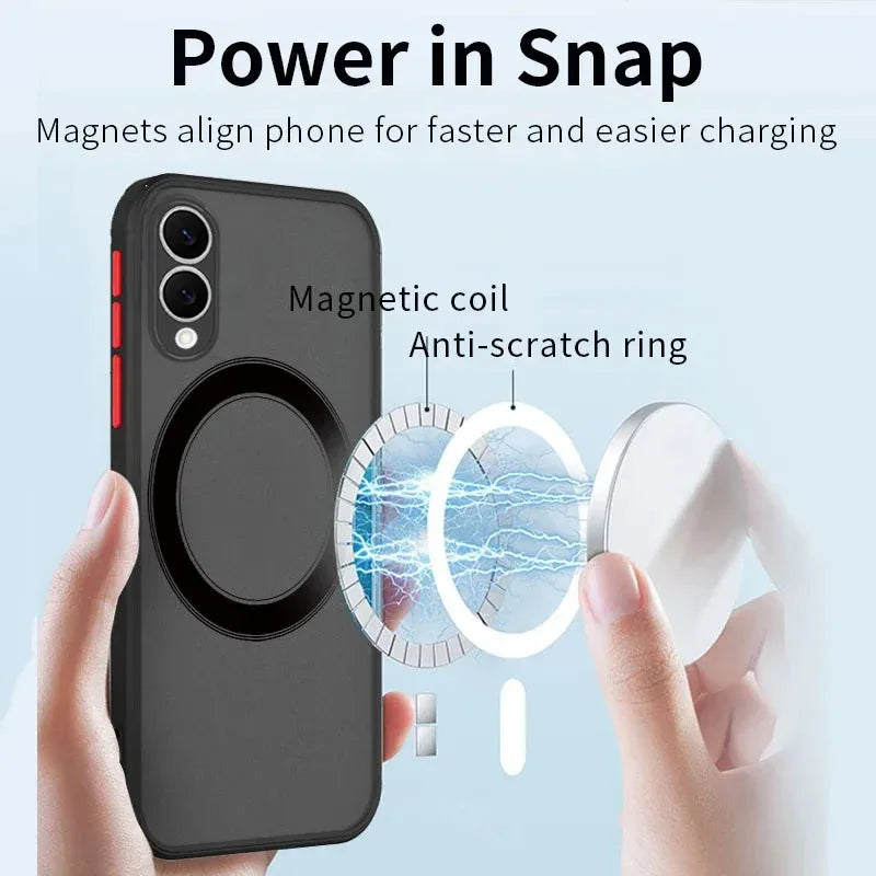 Matte Magnetic Case For Samsung Galaxy S25 Edge S24 Ultra S23+ S22 S21 FE A56 A55 A54 A36 A35 A34 A16 A15 5G Translucent Cover