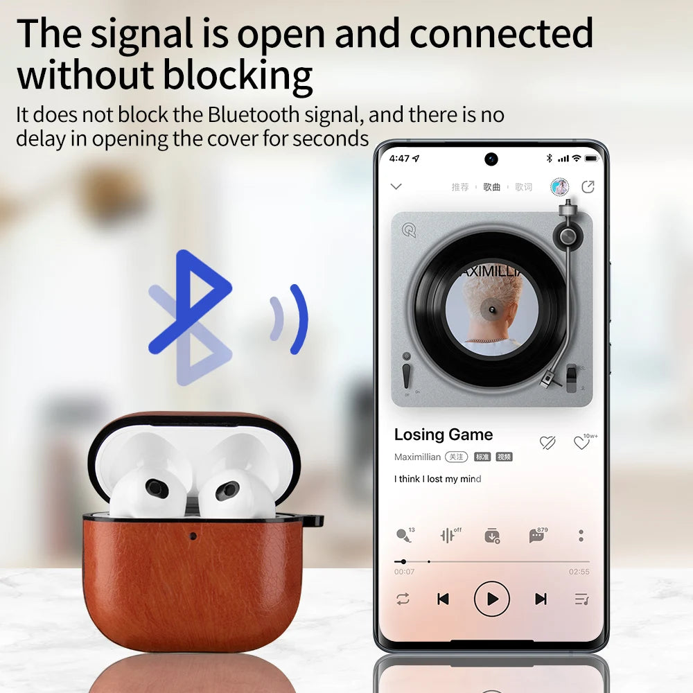 Retro Leather PU Case For AirPods 4 4th ANC 2024 Cover With Cleaner Pen Headphone Wireless Charging Box For AirPods 4 Coque Capa
