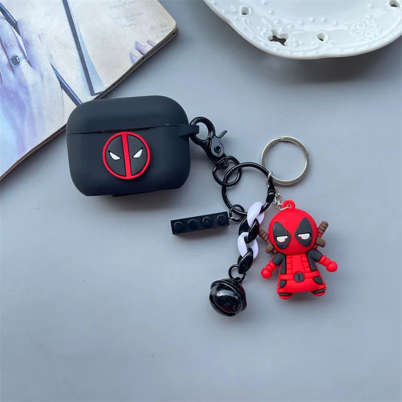 Cartoon Deadpool Earphone Case for Airpods 4 2024 Silicone Protective Cover for Airpods Pro2 Pro 3 2 1  with Key Chain