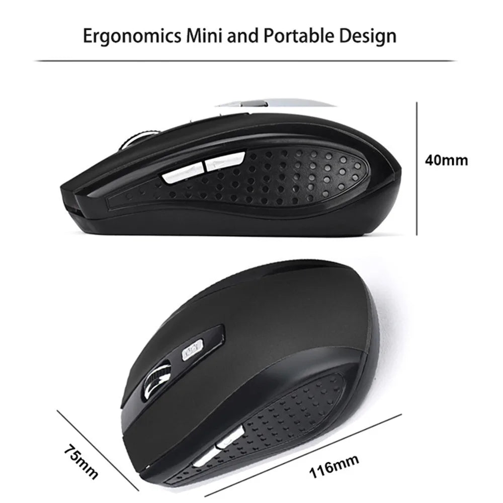 2.4G Wireless Mouse 2.4Ghz Gaming Mouse 6D Optical Wireless Mouse Slim Mini Noiseless Mice DPI1600 for Macbook PC Laptop