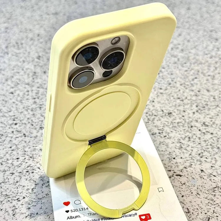 Luxury Liquid Silicone Stand Ring Holder Magsafe Case For iPhone 16 15 14 13 12 11 Pro Max Plus Magnetic Matte Soft Bumper Cover