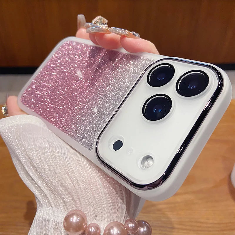 Luxury Glitter Lens Film Full Protection Case for IPhone 17 Air 16 15 14 13 12 Pro Max Soft Silicone Shockproof Bumper Cover