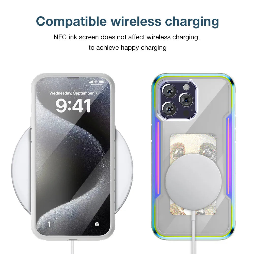 WINKNOWS DIY Smart NFC Ink Screen Phone Case – Tempered Glass, Shockproof & Full Coverage (iPhone 13–16 Series)