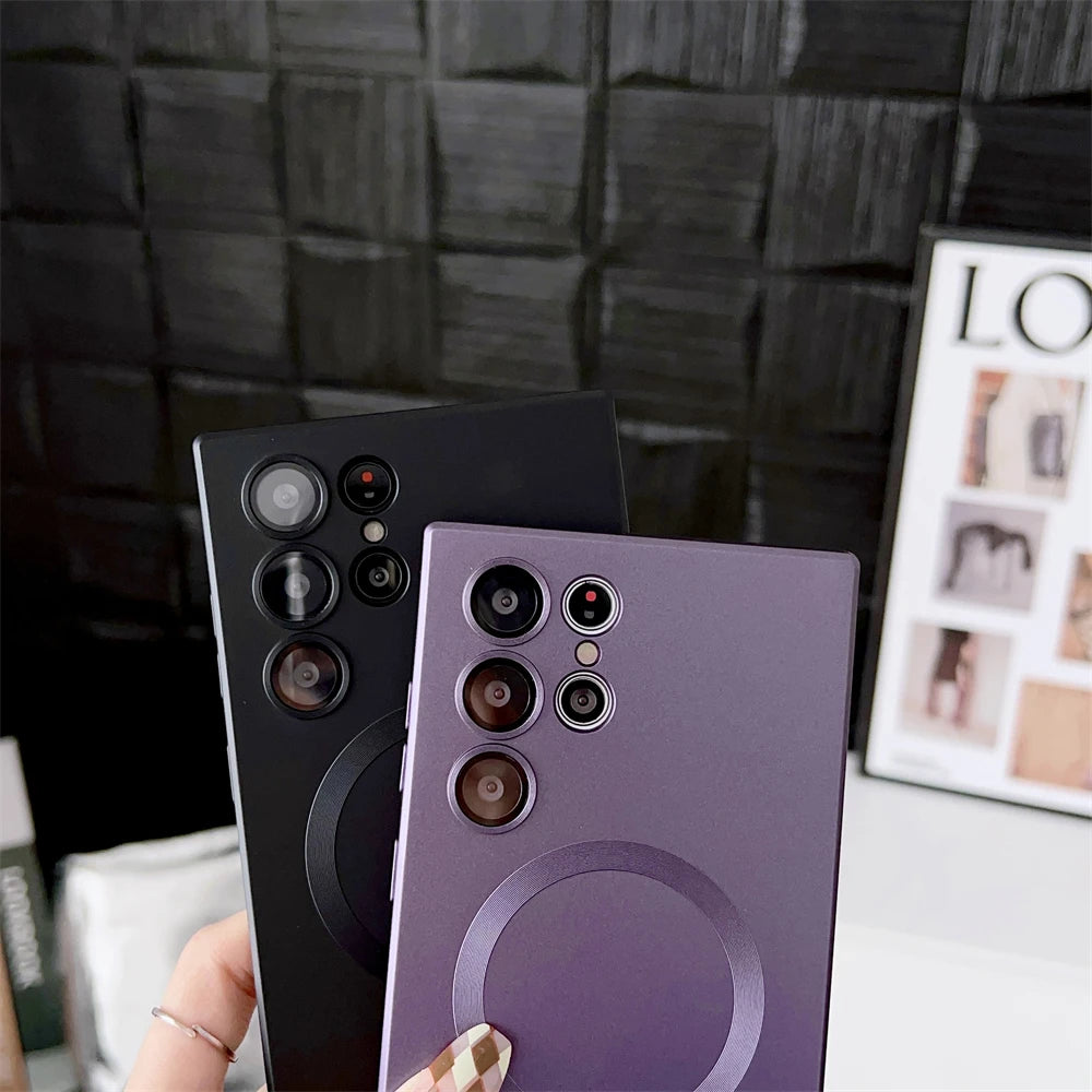Premium Magnetic Case For Samsung S25 Edge S24 S23 S22 S21 S20 FE Plus Note 10 20 Ultra TPU Soft Wireless Chage Phone Cover