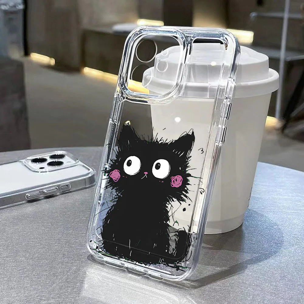 Cute Cartoon Cat Clear iPhone Case – Mobizzio