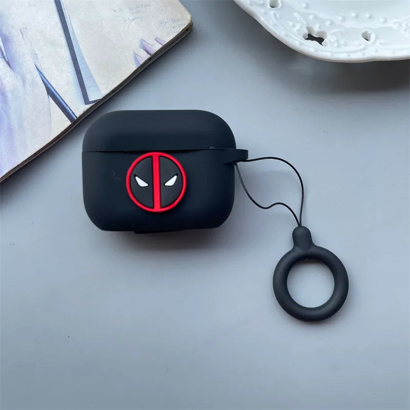 Cartoon Deadpool Earphone Case for Airpods 4 2024 Silicone Protective Cover for Airpods Pro2 Pro 3 2 1  with Key Chain