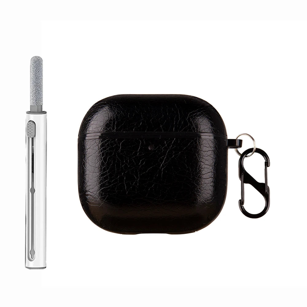 Retro Leather PU Case For AirPods 4 4th ANC 2024 Cover With Cleaner Pen Headphone Wireless Charging Box For AirPods 4 Coque Capa
