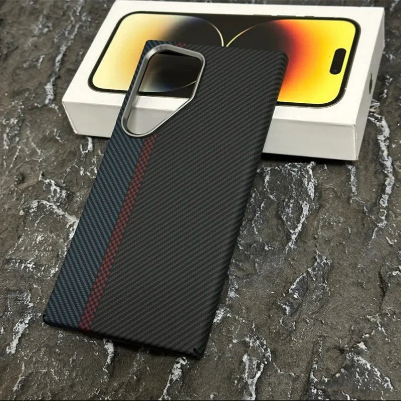 Luxury Carbon Fiber Wireless Charging Magsafe Case for Samsung Galaxy S25 S23 S24 Ultra Plus Alloy Lens Protection Hard Cover
