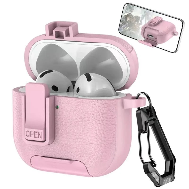 Can be used in mobile phone holders For AirPods 4 Case Shockproof Protective Cover For Airpods Pro 2nd AirPods4 Leather Bracket