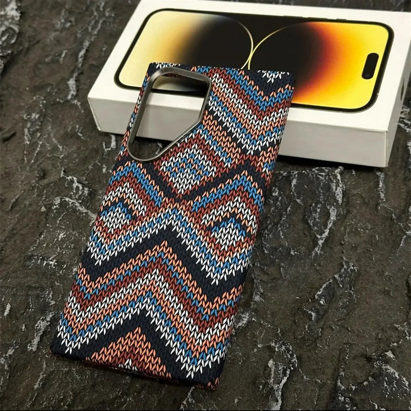 Luxury Carbon Fiber Wireless Charging Magsafe Case for Samsung Galaxy S25 S23 S24 Ultra Plus Alloy Lens Protection Hard Cover