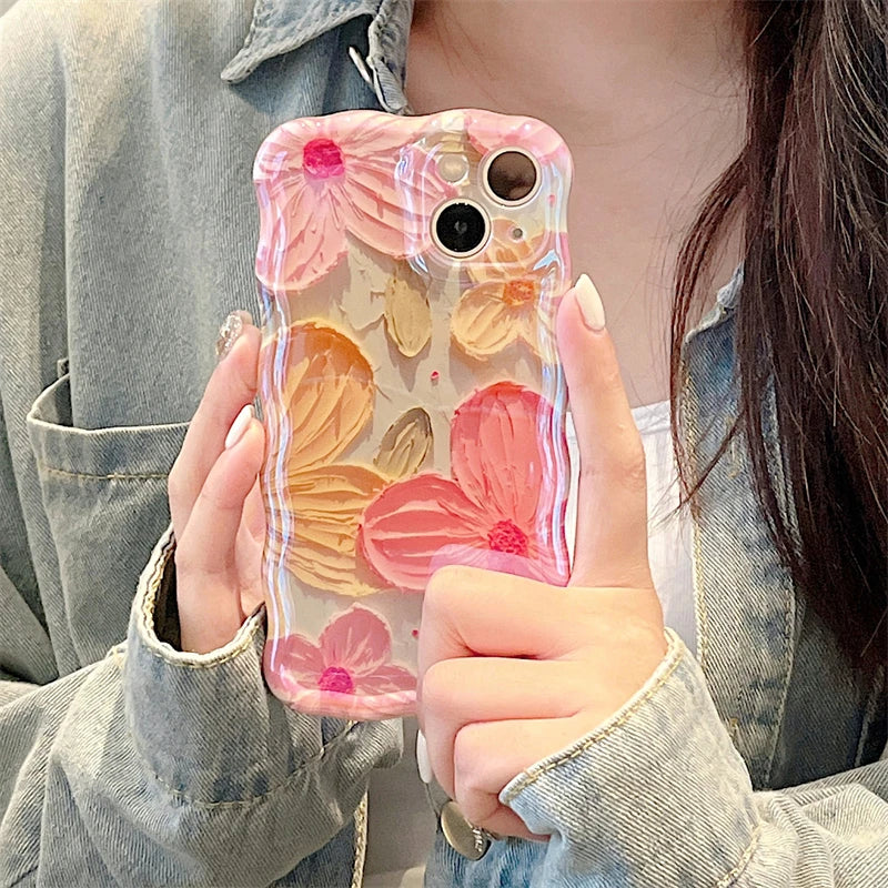 Luxury Laser Flowers Glitter iPhone Case For iPhone 17 Air 16 Pro Max 15 14 13 12 11 Plus Fashion Soft Silicone Shockproof Cover