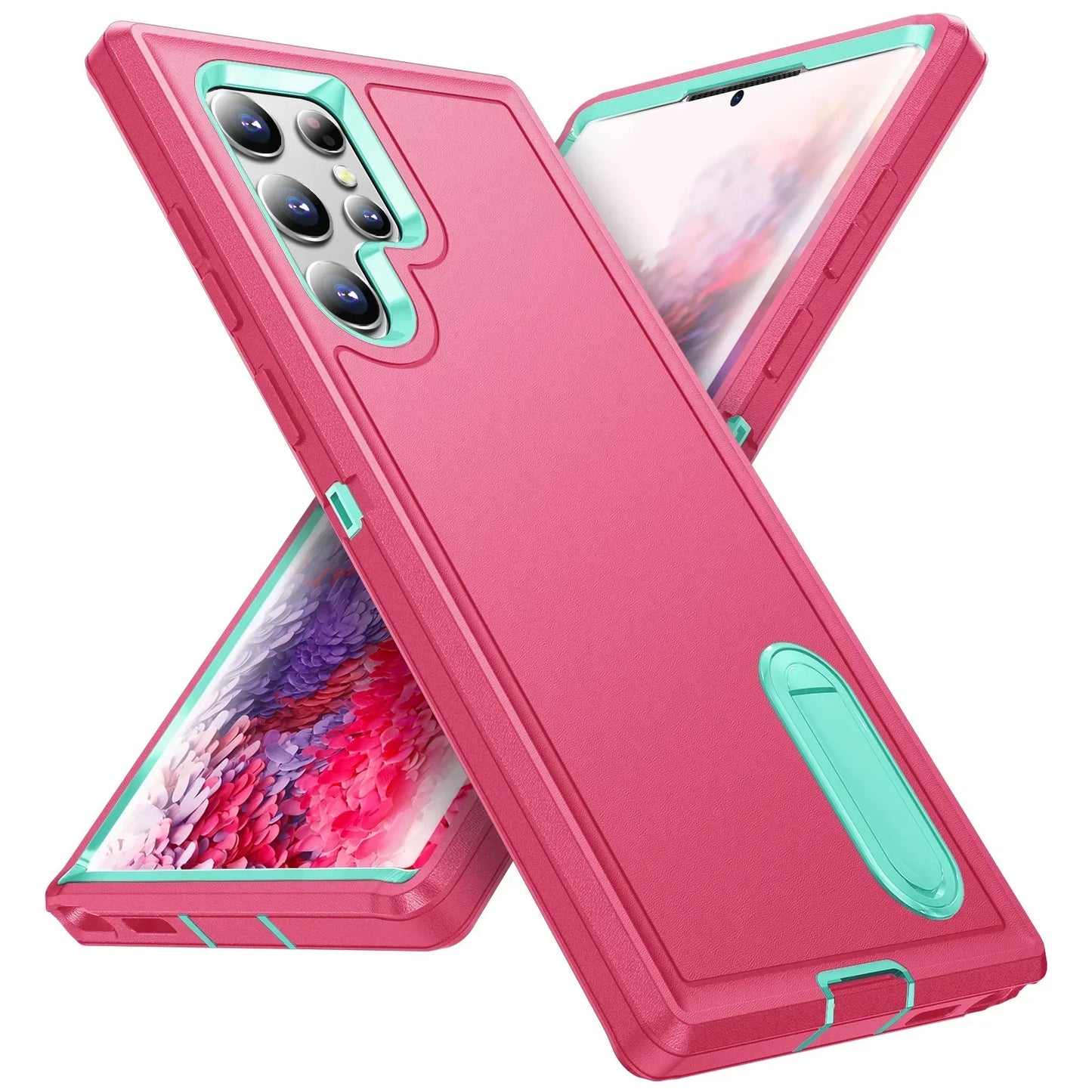 Case For Samsung Galaxy S25 Ultra S25 Edge S24 A56 A36 A17 Full 3 in 1 Shockproof Heavy Duty Anti-Scratch Rugged Kickstand Cover