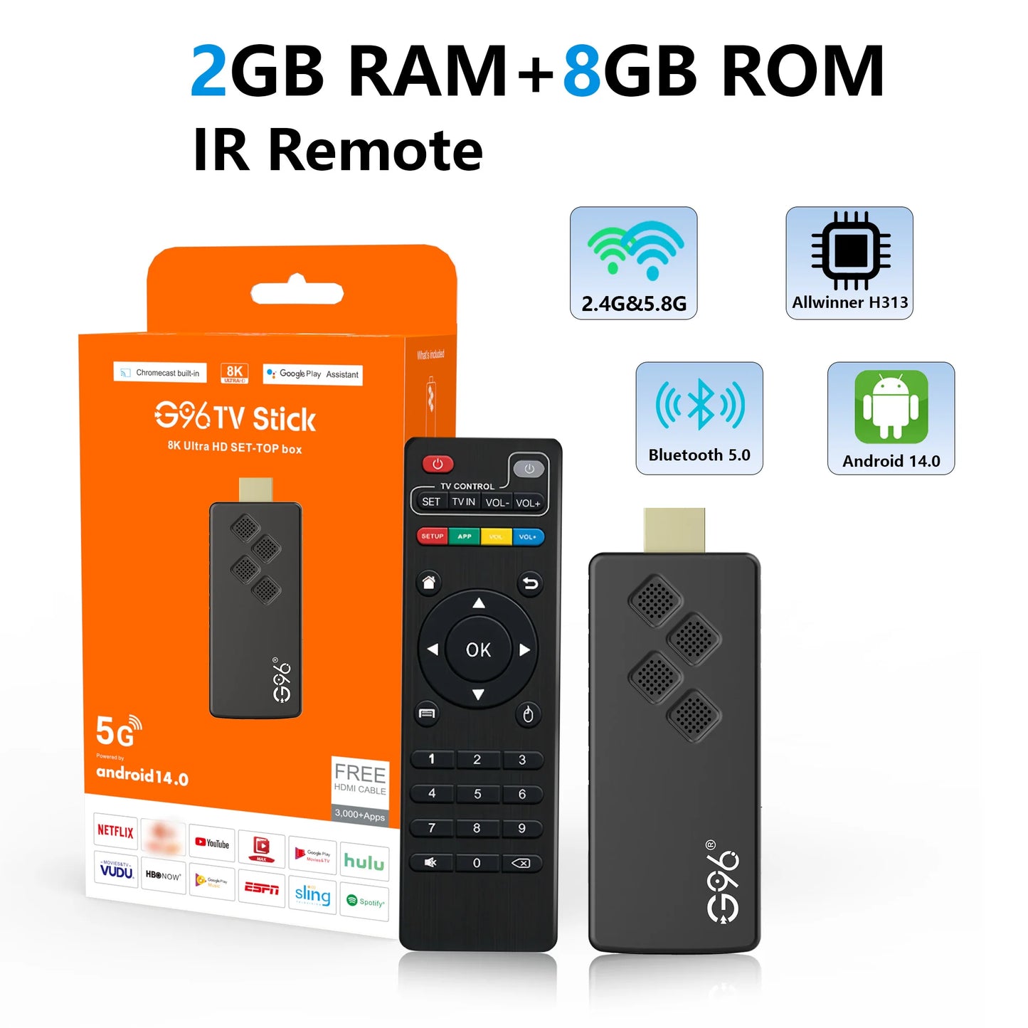 Mortal Android 14 Mini TV Stick Q2 16GB Quad Core Allwinner H313 New Wifi6 BT5.0 Global Streaming Smart TV Box VS Fire TV Stick