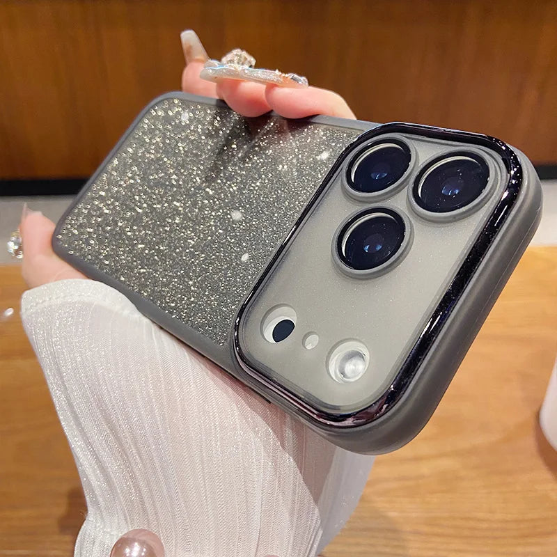 Luxury Glitter Lens Film Full Protection Case for IPhone 17 Air 16 15 14 13 12 Pro Max Soft Silicone Shockproof Bumper Cover