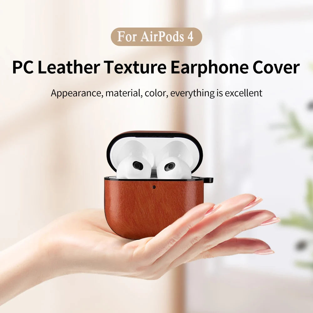 Retro Leather PU Case For AirPods 4 4th ANC 2024 Cover With Cleaner Pen Headphone Wireless Charging Box For AirPods 4 Coque Capa