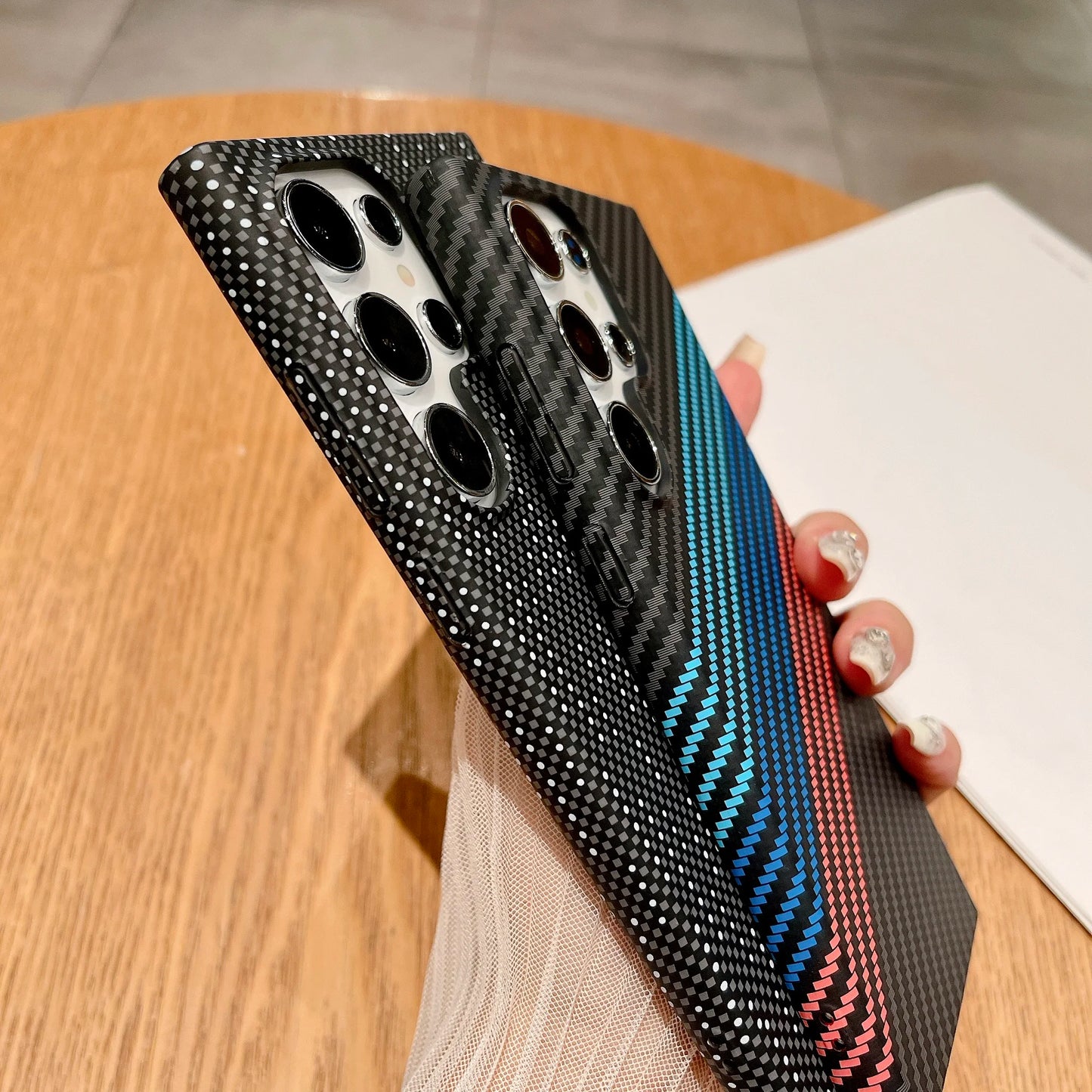 Carbon Fiber Texture Armor Magnetic For Magsafe Case For Samsung S25 S24 S23 S22 Note 20 Ultra 10 Plus A56 A16 A55 Hard PC Cover